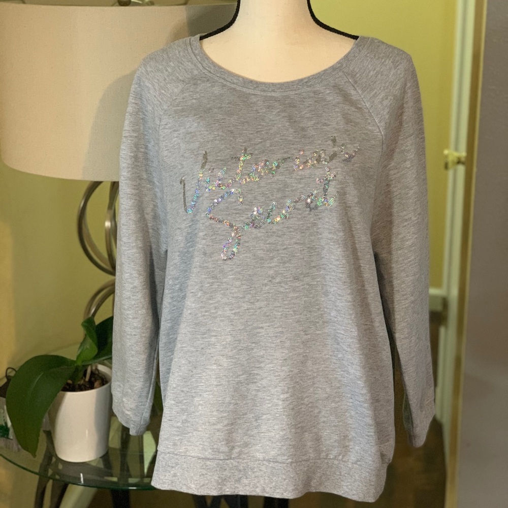Victoria Secret Sequin Sweater Gray Pullover
